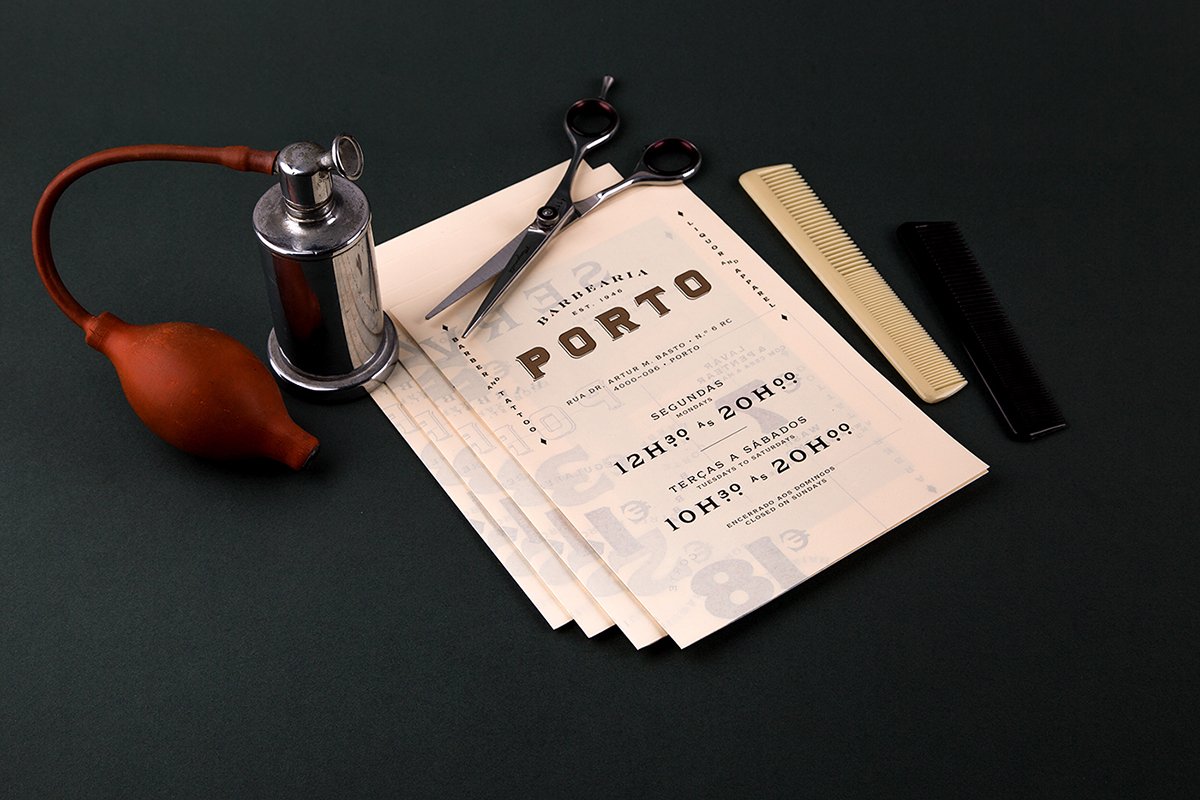 Barbearia Porto理發(fā)店品牌形象  單頁設計